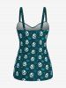 Plus Size Skull Bowknot Heart Stars Print Boyleg Tankini Swimsuit -  