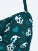 Plus Size Skull Bowknot Heart Stars Print Boyleg Tankini Swimsuit -  
