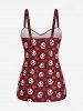 Plus Size Skull Bowknot Heart Stars Print Boyleg Tankini Swimsuit -  