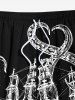 Plus Size Octopus Sailboat Two Tone Print Hawaii Cruise Drawstring Beach Shorts For Men -  
