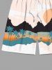 Plus Size Coconut Tree Sun Mountain Print Hawaii Beach Shorts For Men -  