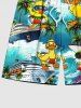 Plus Size Ducks Sea Waves Ship Print Cruise Hawaii Beach Shorts For Men -  