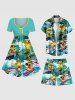 Plus Size Ducks Sea Waves Ship Print Cruise Hawaii Beach Shorts For Men -  
