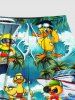 Plus Size Ducks Sea Waves Ship Print Cruise Hawaii Beach Shorts For Men -  
