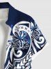 Plus Size Floral Pattern Print Buttons Pocket Hawaii Shirt For Men -  