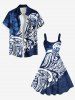 Plus Size Floral Pattern Print Hawaii Tank Dress -  