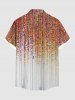 Chemise Brillante 3D Rayée Imprimée avec Poche de Grande Taille à Paillettes avec Boutons - Orange 3XL