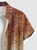 Chemise Brillante 3D Rayée Imprimée avec Poche de Grande Taille à Paillettes avec Boutons - Orange 3XL