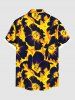 Plus Size Flowers Leaf Print Buttons Pocket Hawaii Shirt For Men -  