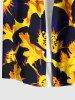 Plus Size Flowers Leaf Print Buttons Pocket Hawaii Shirt For Men -  