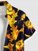 Plus Size Flowers Leaf Print Buttons Pocket Hawaii Shirt For Men -  