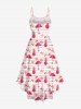 Robe Hawaï Haute Basse Flamant Papillon Ananas Imprimés de Grande Taille - Rose clair 2X