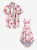 Robe Hawaï Haute Basse Flamant Papillon Ananas Imprimés de Grande Taille - Rose clair 2X