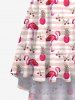 Robe Hawaï Haute Basse Flamant Papillon Ananas Imprimés de Grande Taille - Rose clair 2X