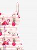 Robe Hawaï Haute Basse Flamant Papillon Ananas Imprimés de Grande Taille - Rose clair 2X