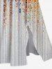 Robe Moulante Mi-Longue Fendue 3D Rayée Imprimée de Grande Taille à Paillettes - Orange M