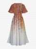 Plus Size Stripes Sparkling Sequin 3D Print Split Hawaii Midi Dress -  