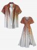Plus Size Stripes Sparkling Sequin 3D Print Split Hawaii Midi Dress -  