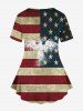Plus Size Patriotic American Flag Eagle Print T-shirt -  