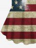 Plus Size Patriotic American Flag Eagle Print T-shirt -  