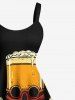 Plus Size Skull Octopus Beer Print Hawaii A Line Tank Dress -  