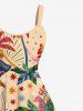 Plus Size Colorful Coconut Tree Leopard Stars River Rainbow Print Hawaii A Line Tank Dress -  