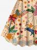Plus Size Colorful Coconut Tree Leopard Stars River Rainbow Print Hawaii A Line Tank Dress -  