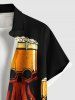 Plus Size Skull Octopus Beer Print Hawaii Button Pocket Shirt For Men -  