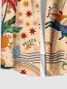 Plus Size Colorful Coconut Tree Leopard Stars River Print Hawaii Button Pocket Shirt For Men -  