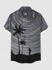 Chemise Boutonnée Imprimé Cocotier Grande Taille avec Poche - Noir M