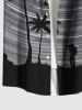 Plus Size Coconut Tree Spiral Galaxy Print Hawaii Button Pocket Shirt For Men -  