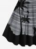 Robe Débardeur Hawaïen Ligne A Arbre Noix de Coco et Galaxie Imprimés de Grande Taille - Noir XS