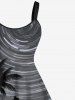 Robe Débardeur Hawaïen Ligne A Arbre Noix de Coco et Galaxie Imprimés de Grande Taille - Noir XS