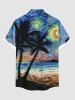 Plus Size Coconut Tree Sea Spiral Painting Print Hawaii Button Pocket Shirt For Men -  