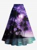 Plus Size Coconut Tree Sea Ombre Galaxy Print Hawaii Split A Line Skirt -  