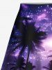 Plus Size Coconut Tree Sea Ombre Galaxy Print Hawaii Split A Line Skirt -  