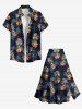 Plus Size Colorful Coconut Tree Tropical Leaves Print Hawaii Split A Line Skirt -  