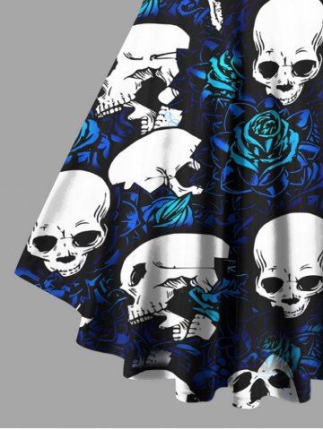Skulls Rose Flowers Print Plus Size Matching Set