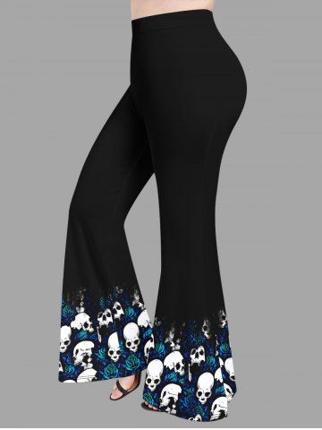 Skulls Rose Flowers Print Plus Size Matching Set