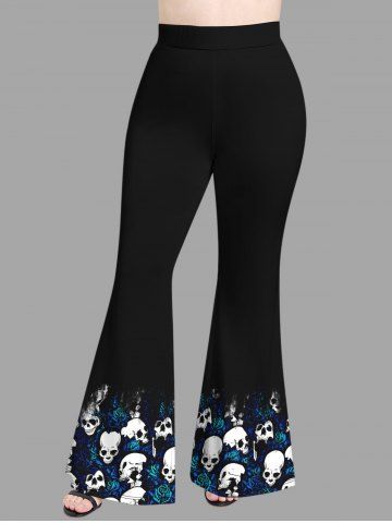 Skulls Rose Flowers Print Plus Size Matching Set