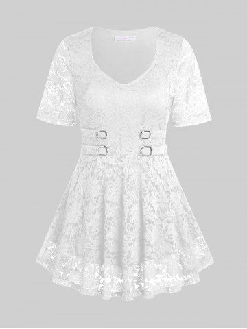 Plus Size & Curve Floral Lace Blouse - WHITE - L | US 12