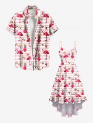 Pineapple Flamingo Butterfly Print Plus Size Matching Hawaii Beach Outfit For Couples -  