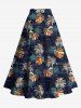 Tenue de plage hawaïenne assortie grande taille à imprimé feuilles tropicales de cocotier coloré pour couples - Noir 