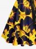 Flowers Leaf Print Plus Size Matching Hawaii Beach Outfit For Couples -  