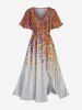 Costume de Plage Grande Taille à Paillettes et Imprimé Floral - Orange 