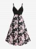 Lace Butterfly Sleeve Bolero Cardigan and Floral Print Jacquard Split Surplice Dress Plus Size Outfit -  