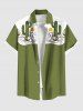 Tenue de Plage Grande Taille et Découpée avec Imprimé Cactus et Tête de Cactus pour Couples - Vert 