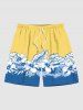 Tropical Leaf Hibiscus Flower Colorblock Turtle Print Plus Size Matching Hawaii Beach Outfit For Couples -  
