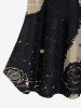 Ink Painting Rose Flower Leaf Butterfly Cat Newspaper Print T-shirt and Flare Pants Plus Size Matching Set -  