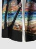 Tenue de Plage à Imprimé Cocotiers en Peinture Marbré Grande-Taille pour Couples - Noir 